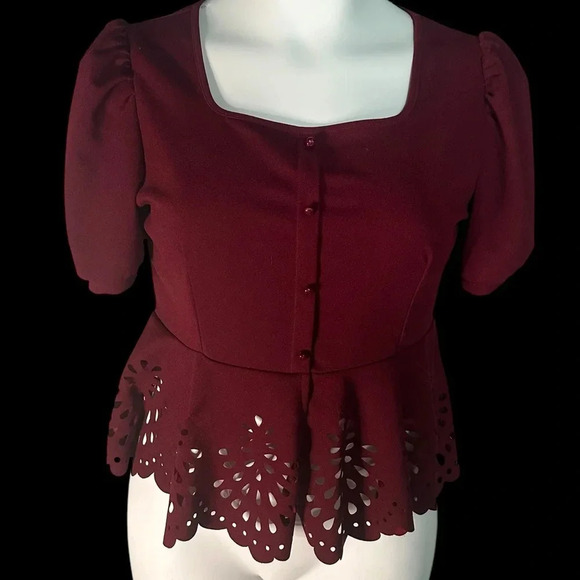 Shein Burgundy cropped blouse (F17) - Picture 1 of 7